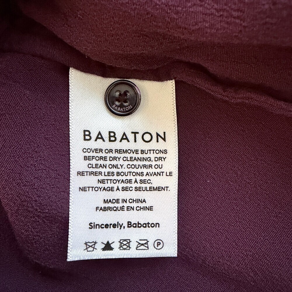 Babaton Shirt Dress Long Sleeve Tie Waist Corporate Girlie Burgundy Size Large - Picture 9 of 13